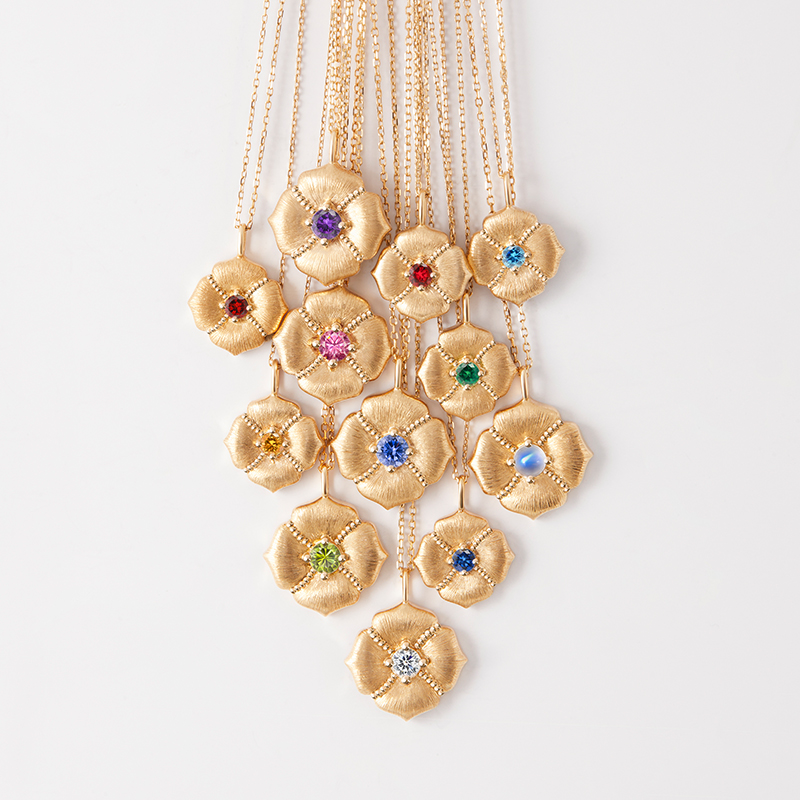 HERBE合璧方花23生辰石项链