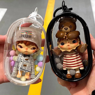 高颜值遛娃包盲盒特收纳晒娃高透明展示外出保护套防尘拉链挂件袋