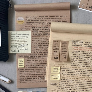 简约复古牛皮纸拍纸本ins风上翻横线笔记本A5学生手账摘抄记事本手账本高颜值横线本日记本考研高级纯色小众