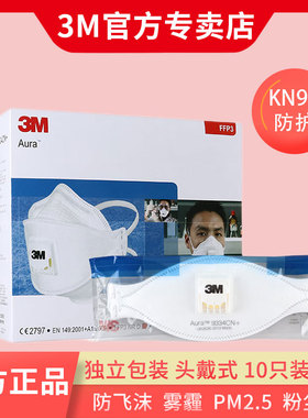 3M 9334CN+口罩防尘防雾霾FFP2/P3认证LA透气头戴式10只/盒
