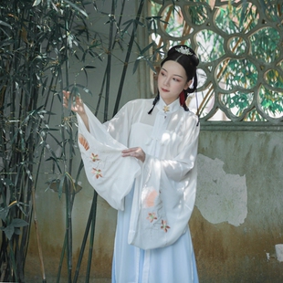 明制汉服女画屏学生白菜价立领绣花对襟纱衫学生春夏超仙套装裙