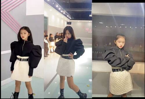 少儿模特训练服装儿童形体礼仪女童练功服秋装班服T台走秀演出服