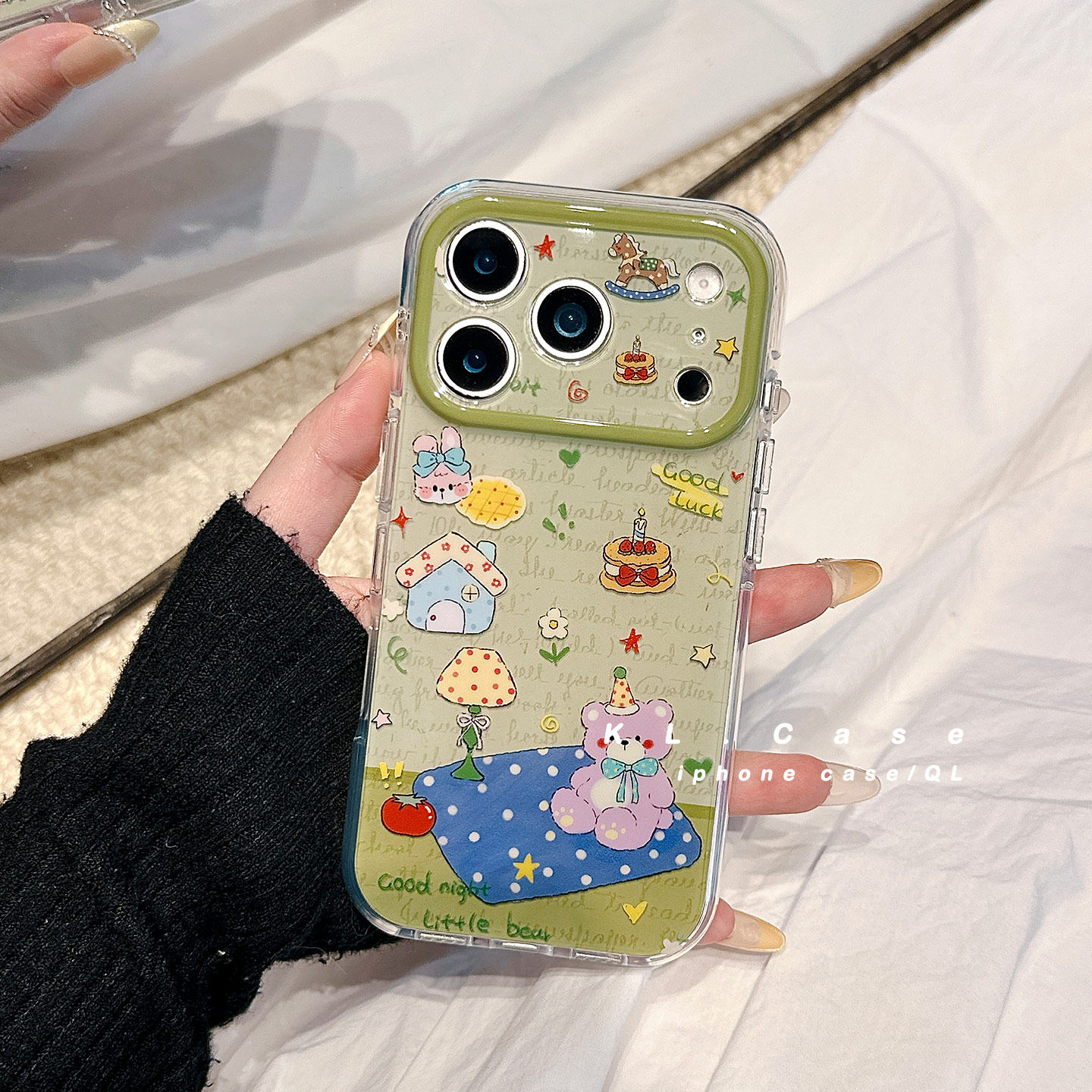 壳侣 ins小清新可爱小熊适用苹果17手机壳iPhone17promax新款16防摔保护套15硅胶镜头全包小众高级感独特女软