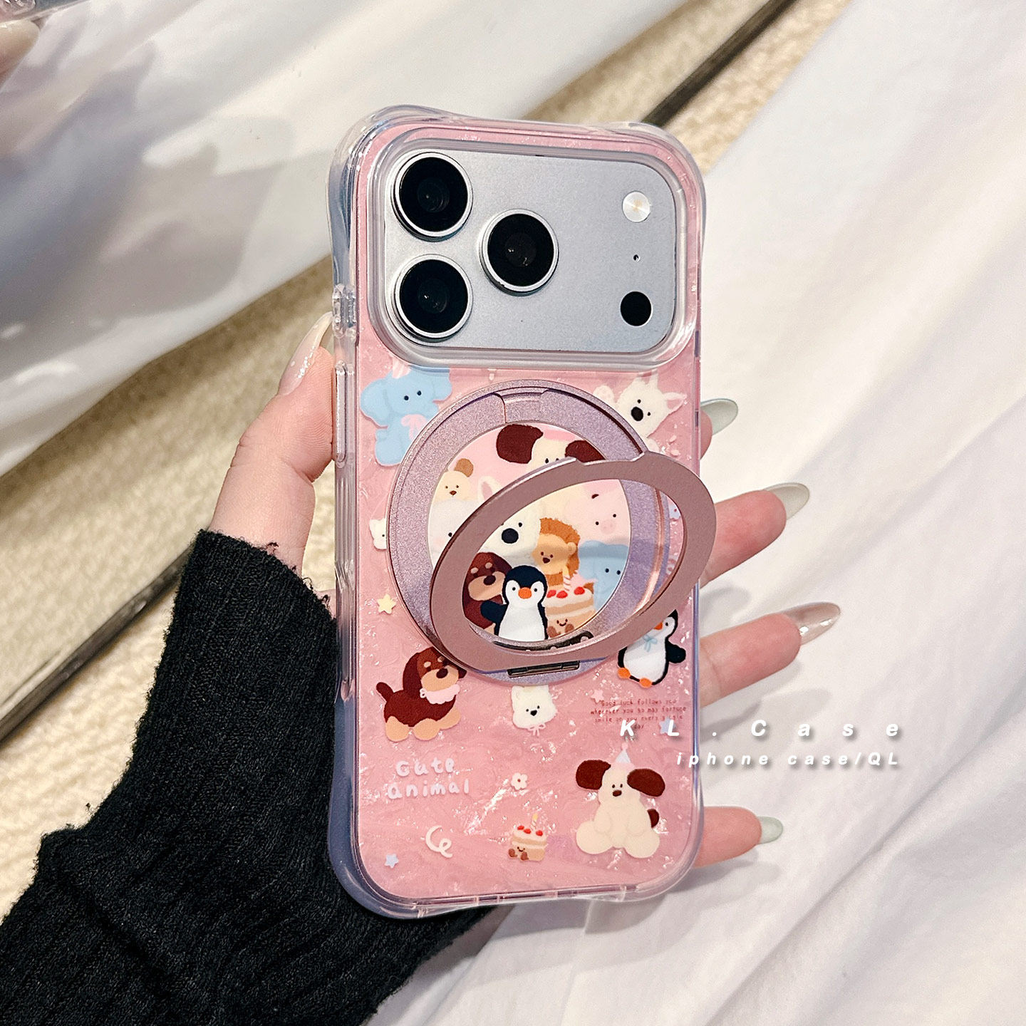 ins韩系少女心卡通适用苹果18手机壳iPhone18Promax新款17防摔18系列支点保护套16全包15p高级感支架软硅胶女
