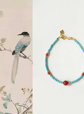 原矿绿松石新中式国风南红手链