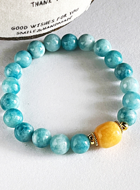 好运海纹石黄玉宝石手串