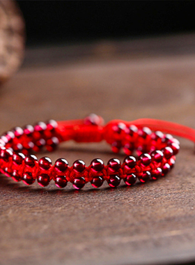 石榴石招财转运本命年红绳