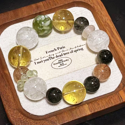 黄水晶绿发晶招财转运轻奢手串