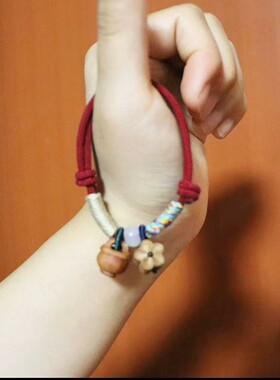 非金属桃木梅花国潮原创手链