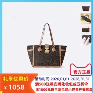 Fion菲安妮拉链大容量通勤托特包休闲轻奢手提包时尚老花单肩女包