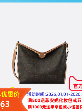 Fion菲安妮复古老花托特包大容量包包女单肩hobo包FAAFIFS325/326