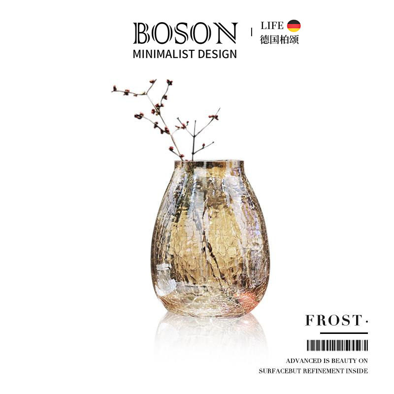 BOSON·Frost·花瓶 创意轻奢裂纹玻璃插花器透明家居摆饰 | 冰花