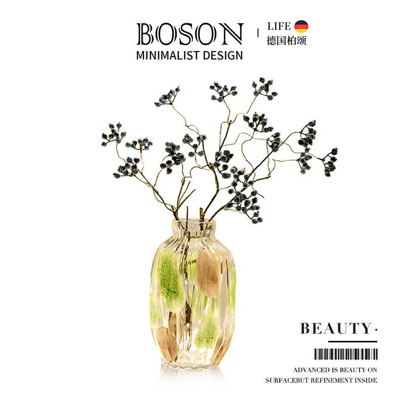 BOSON·Beauty·花瓶粉蓝波点玻璃插花器餐桌装饰创意摆件 | 月美