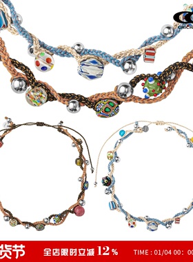 CHICHABOOM双层拼色琉璃串珠项链