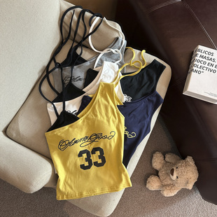 吊带背心女夏季 T恤打底衫 新款 无袖 字母印花港风辣妹时尚 清新时尚