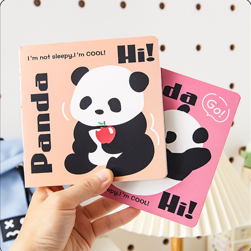 方形笔记本子手账本可爱卡通熊猫日记送书签贴纸高颜值记事本