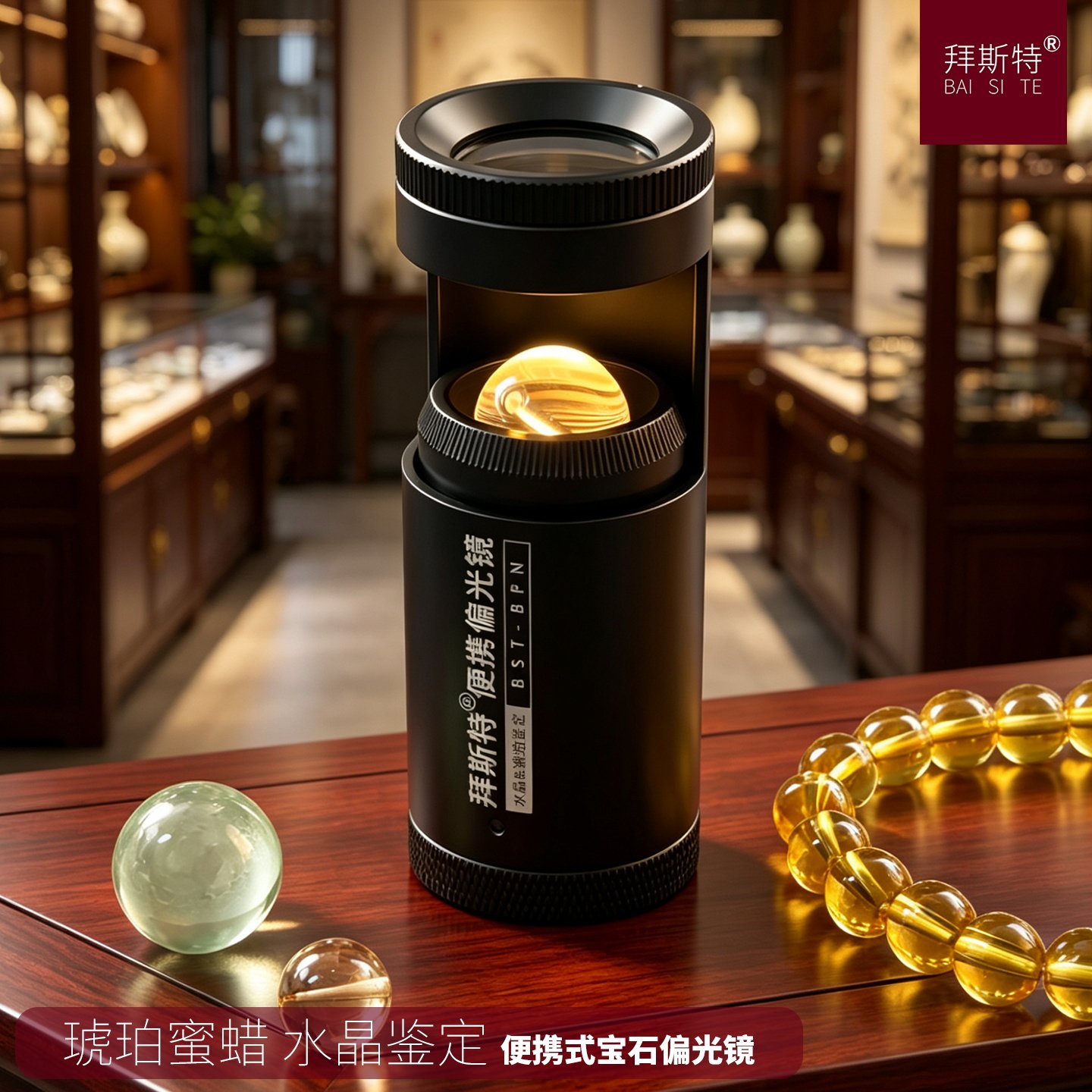 拜斯特便携偏光镜珠宝鉴定带灯