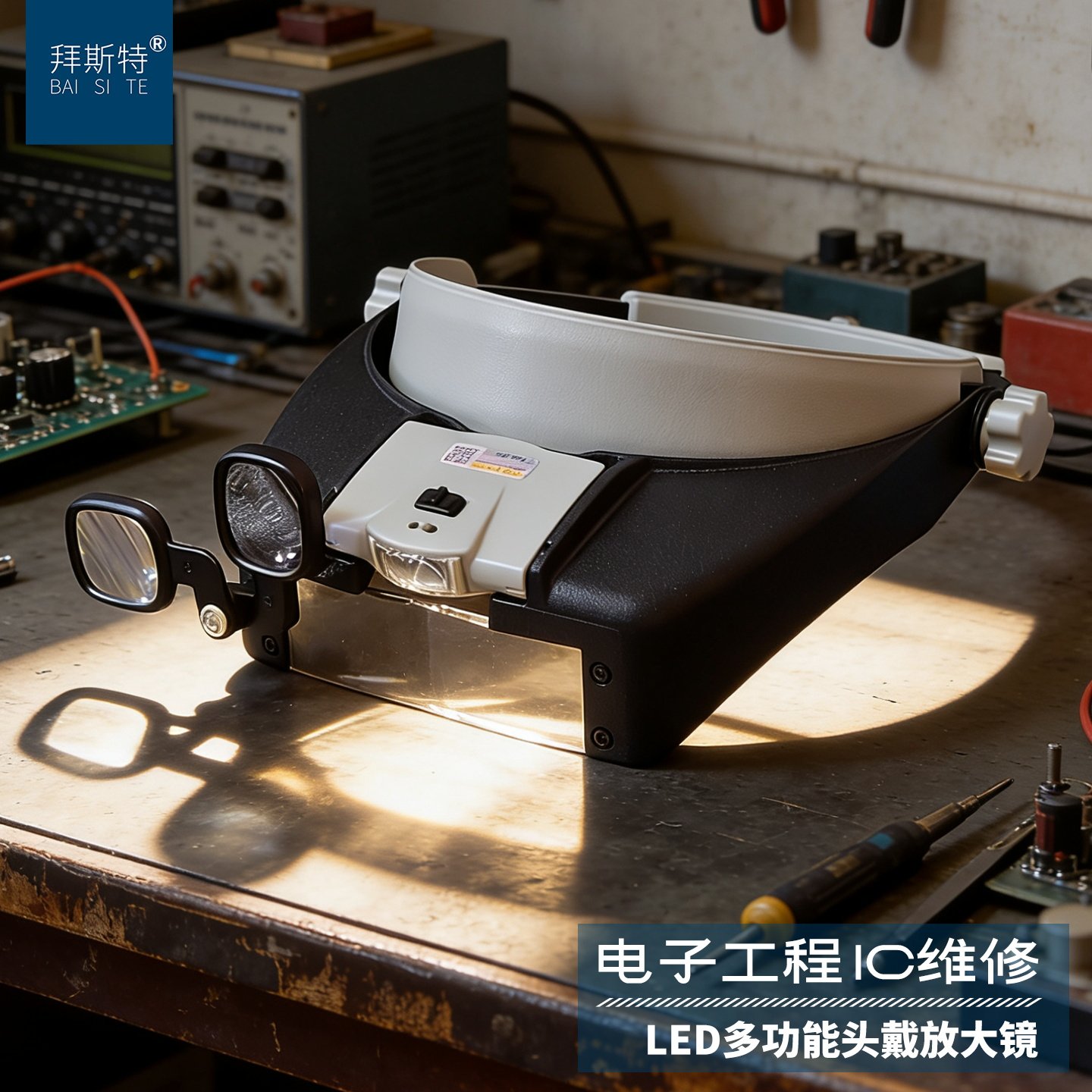 头戴式放大镜电子维修电路板专用修表目镜带灯高清焊接主板眼镜17