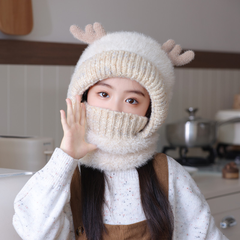 儿童帽子围脖口罩一体冬季宝宝加绒可爱鹿角护耳帽男女童保暖帽厚,童装/婴儿装/亲子装,帽子,淘宝优惠券,粉丝福利购,淘宝优惠卷
