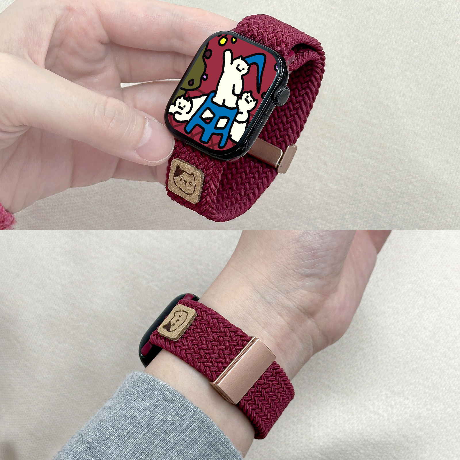 适用iWatch编织折叠磁吸扣表带