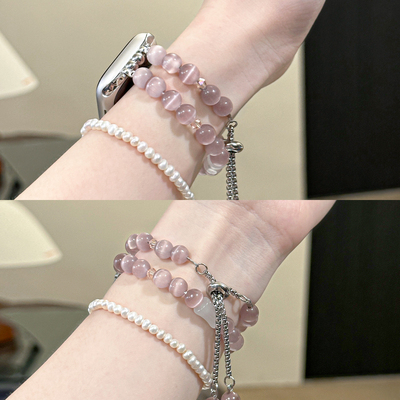 适用iWatch温柔紫竹节串珠表带