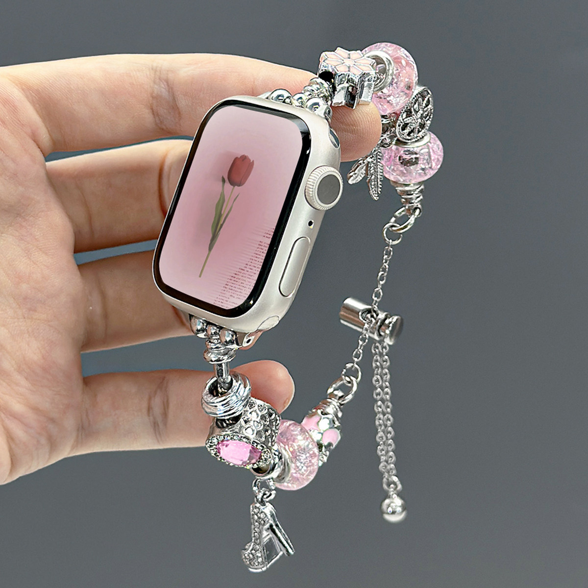 适用applewatchS10表带人造水晶串珠款iwatch9/