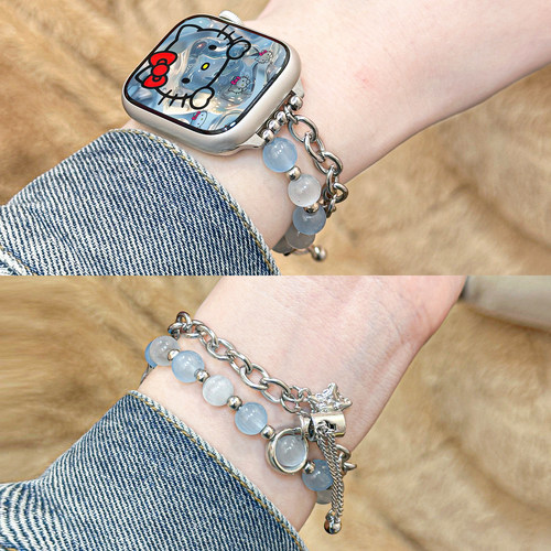 适用iWatch双链星星猫眼石表带