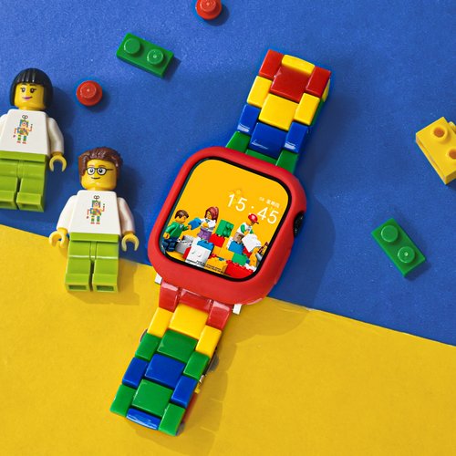 适用苹果手表S11乐高拼色树脂表带iwatch10新款可爱运动套装applewatch9/87多巴胺卡通创意ultra夏腕SE带男女