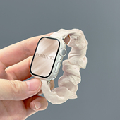 适用applewatchS11单圈尼龙发圈弹力表带iwatch10 6小清新大肠表带苹果手表ultra新雪纺冰丝透气腕带夏