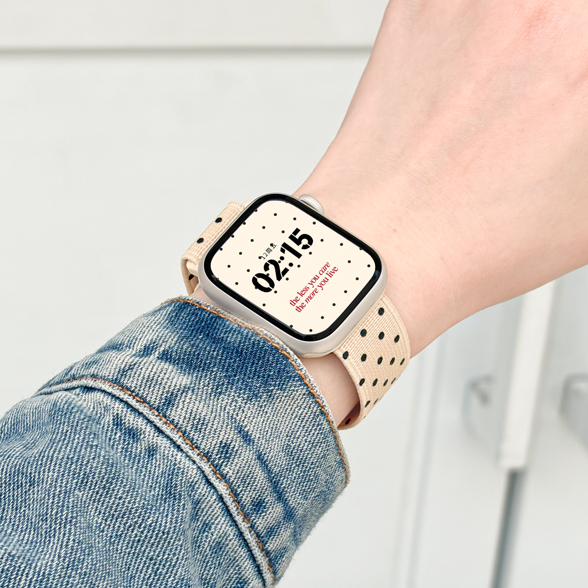 适用applewatch韩式波点针织表带