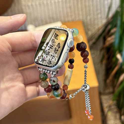 适用iWatch新中式防玛瑙串珠表带