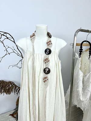 编织绳腰带串珠装饰腰链蜡绳系带装饰腰带度假风民族风纽扣装饰带