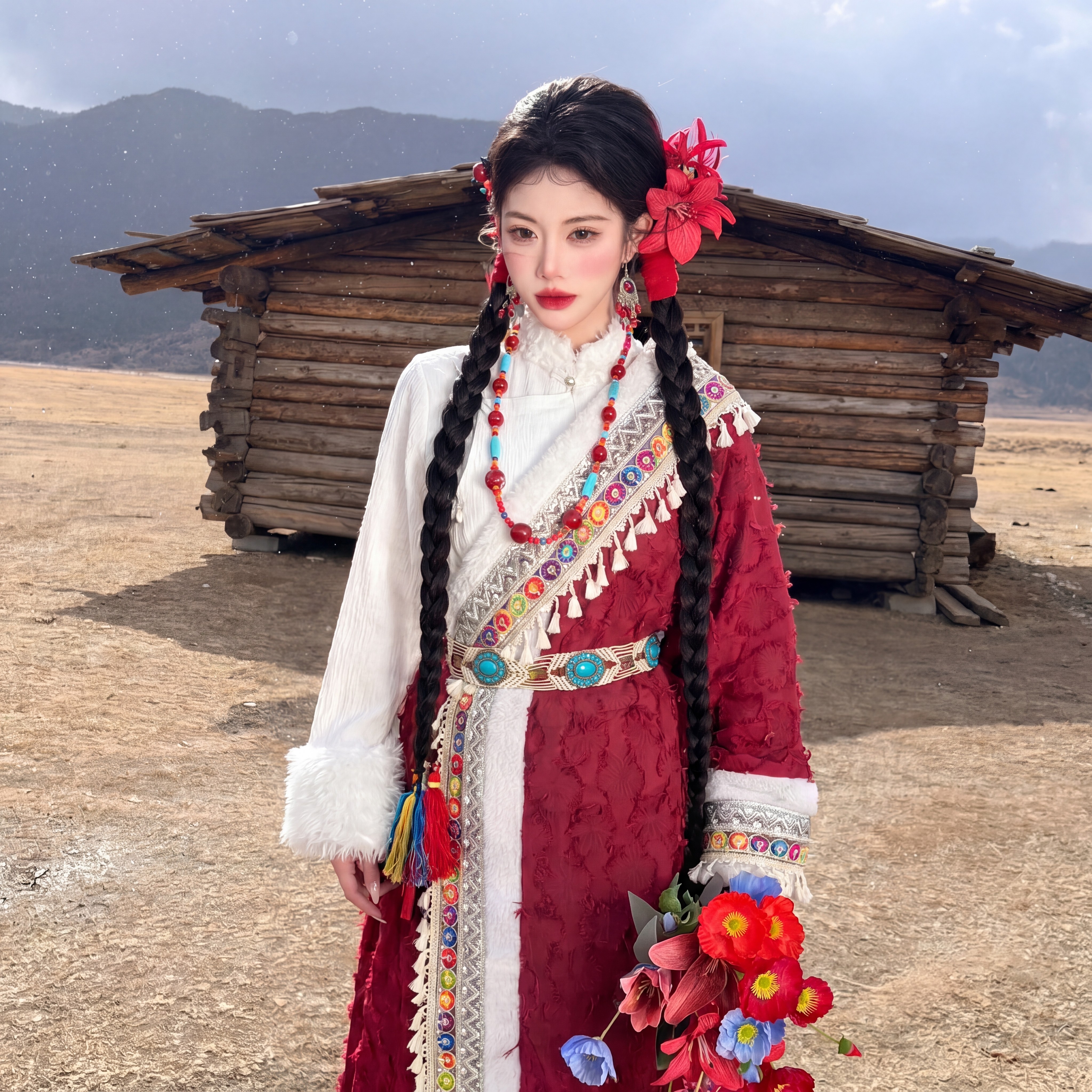 藏风长款藏袍旅拍民族风