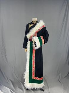 精品黑色毛边女士藏袍云南西藏旅拍网红爆款打卡拍照藏袍女款