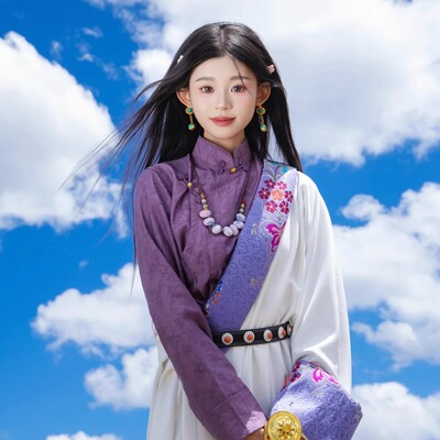 女款藏袍旅拍服装藏式舞蹈服饰