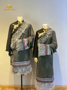 2024新款麂皮绒藏袍女款大毛领藏式服装西藏云南旅拍民族风服装