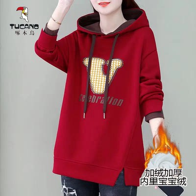 啄木鸟加绒加厚宽松棉通勤