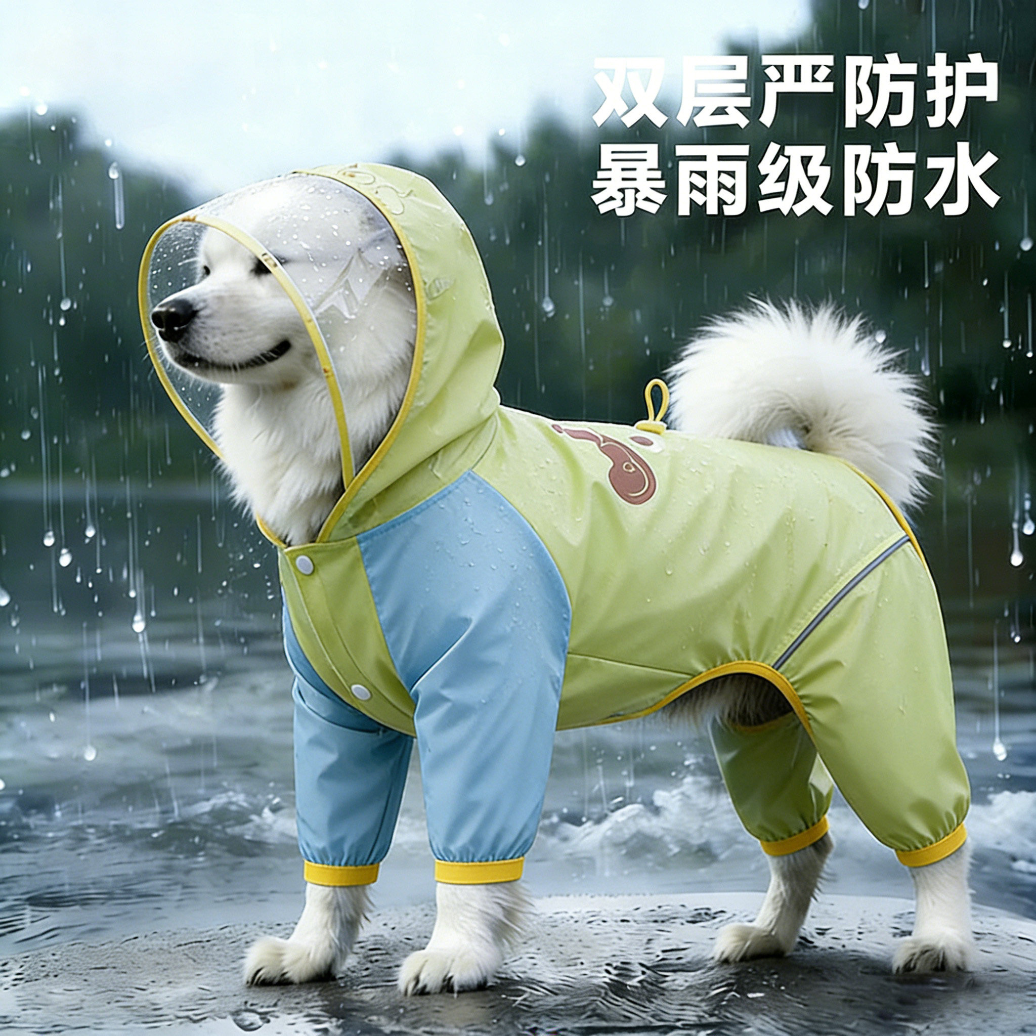 大狗狗雨衣冲锋衣服户外防水防脏宠物狗四脚全包中大型犬金毛遛狗