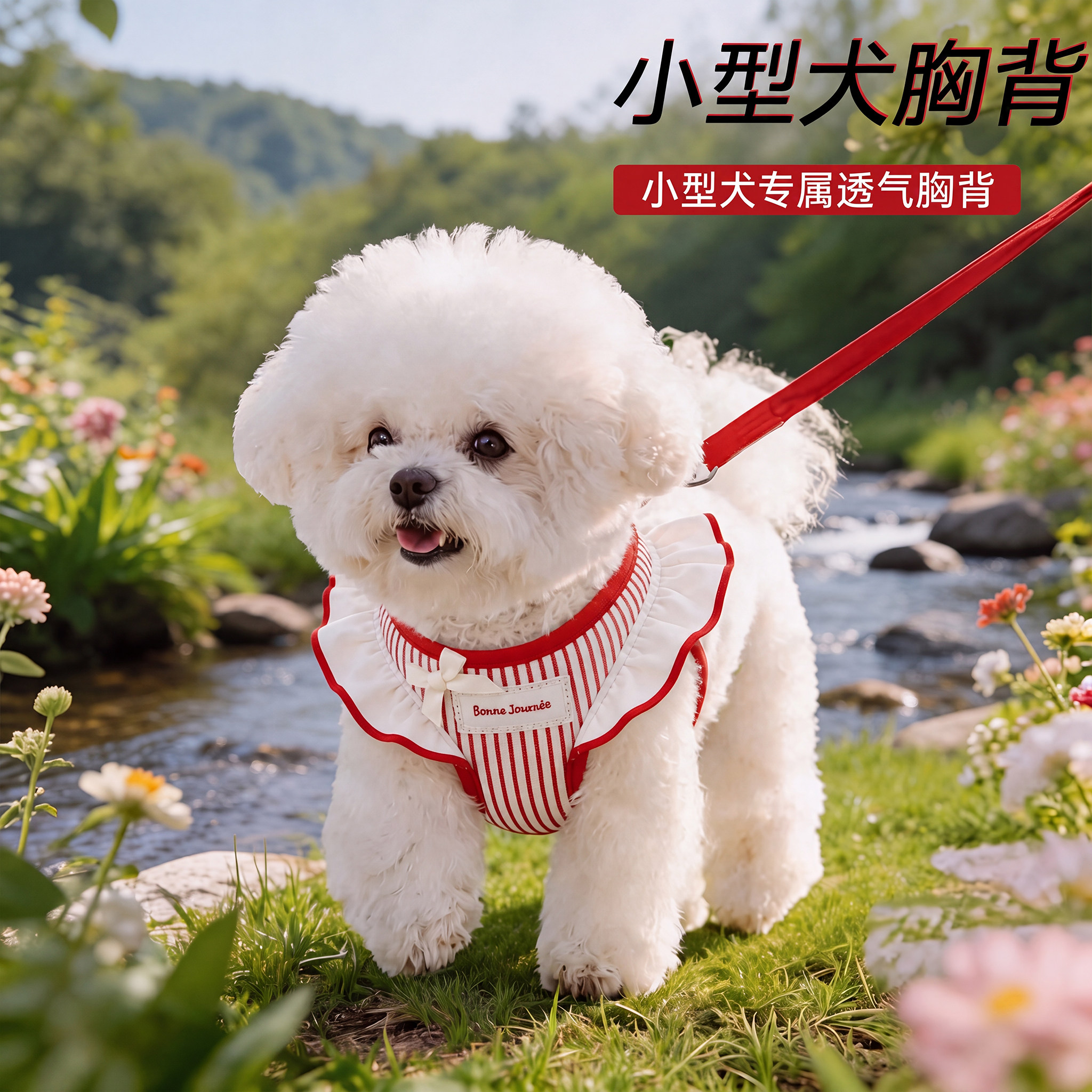 小狗狗牵引绳背心式小型犬幼犬胸背宠物狗背带夏季外出遛狗牵狗绳