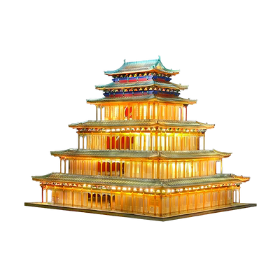 【非卖品】重拾营造DIY作品六重檐兼容通用体系榫卯积木