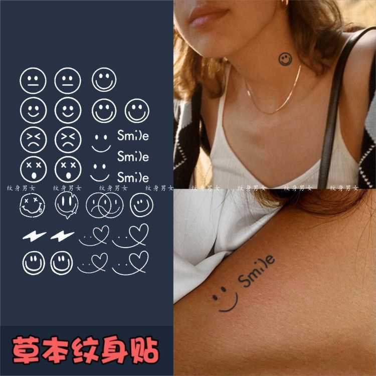 笑脸果汁贴纹身 gd权志龙同款 防水女持久男手腕ins表情包