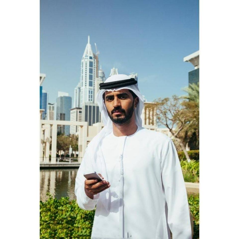 阿拉伯头套迪拜旅游男头巾头箍两件套演出中东阿联酋度假头巾沙特