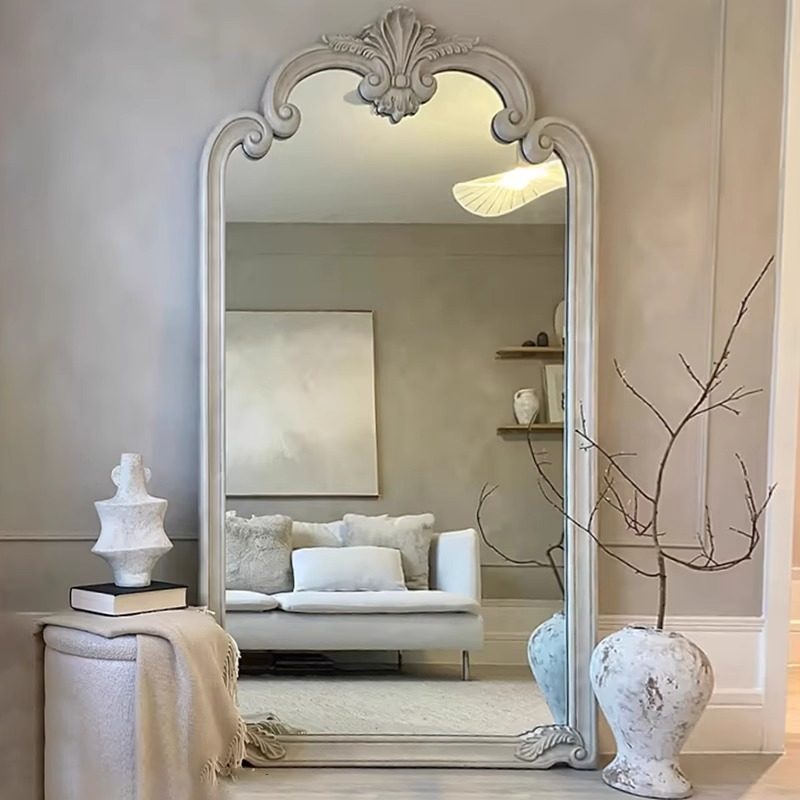 法式复古落地全身镜欧式雕花穿衣镜子衣帽间服装店试衣镜炉装饰镜