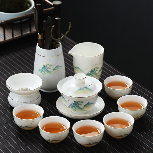 茶具套装家用功夫白瓷高档