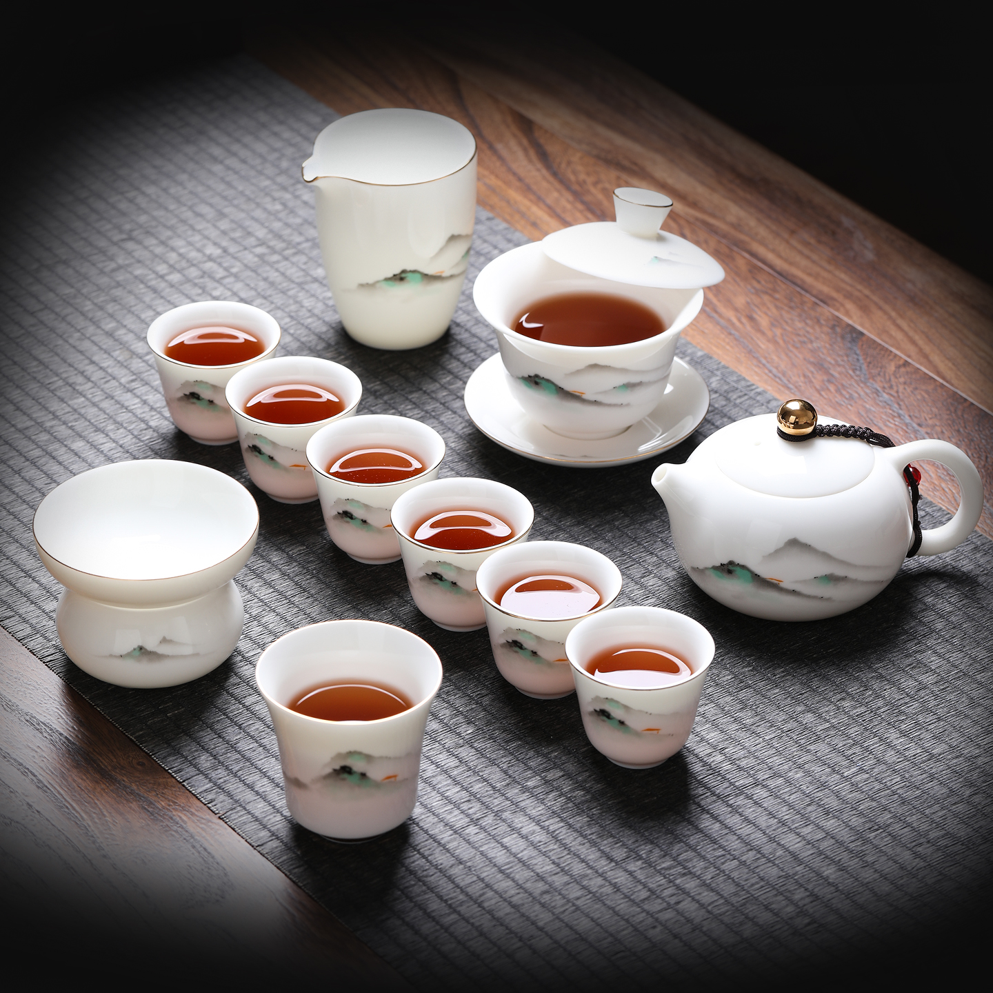 陶瓷羊脂玉茶具套装新款功夫茶具