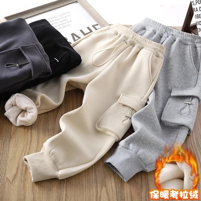 童装男童加绒裤子冬季新款保暖裤儿童工装裤秋冬款大童加厚长裤潮