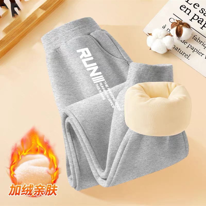 儿童加绒裤子冬季酷帅百搭2024新款男孩加厚卫裤男童运动保暖长裤