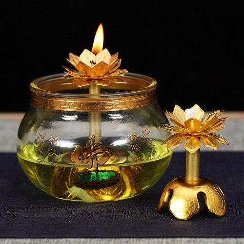 液体酥油灯灯芯莲花灯座可伸缩灯芯灯架铜佛具寺庙佛堂供灯用品