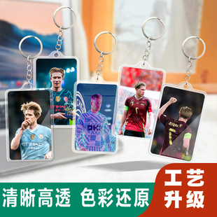 凯文德布劳内亚克力钥匙扣锁匙圈新款卡片挂件行李牌双面明星周边