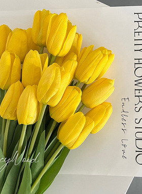 新高端仿真花 手感保湿郁金香 摄影摆件家居装饰假花厂家直销